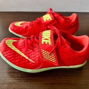 Size 8.5 (7MEN) Nike HIGH Jump Elite Bright Crimson Lime Blast Slightly Used